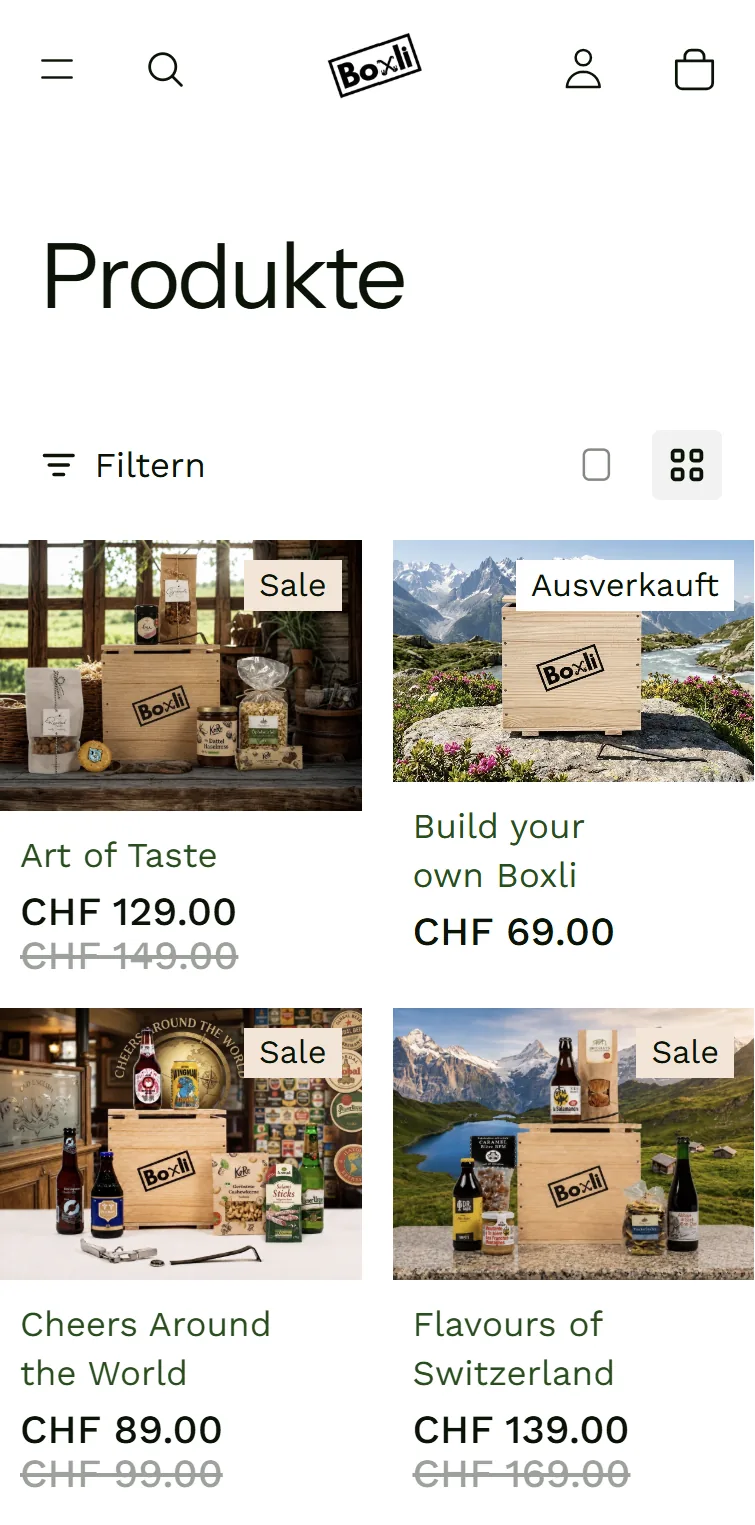 Landing Page Vorschau von Boxli auf Smartphone