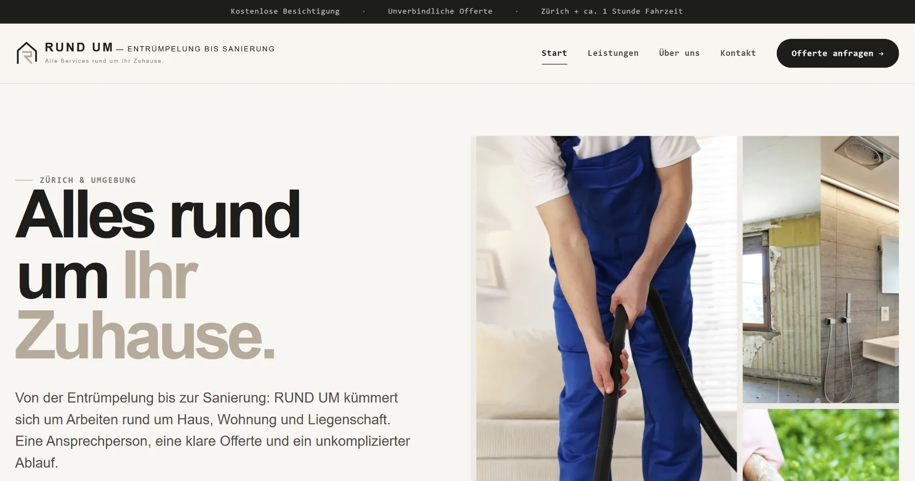 Landing Page Vorschau von Rundumshaus auf Desktop